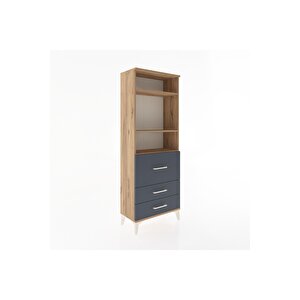 Arges Dolap 3 Raflı 3 Çekmeceli 60x30x163 Çam-antrasit
