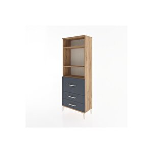 Arges Dolap 3 Raflı 3 Çekmeceli 60x30x163 Çam-antrasit