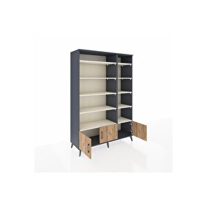 Hyperion Dolap 10 Raflı 3 Kapaklı 132x44x195 Antrasit-çam/aytaşı