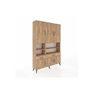 Arges Gardrop 8 Raflı 2 Çekmeceli 6 Kapaklı 132x30x195 Çam-çam