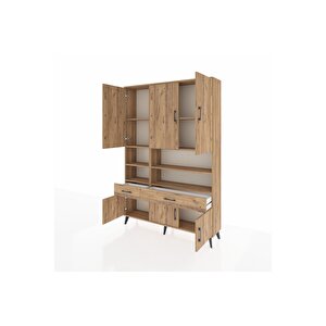 Arges Gardrop 8 Raflı 2 Çekmeceli 6 Kapaklı 132x30x195 Çam-çam