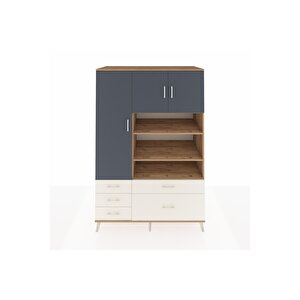 Kronos Dolap 9 Raflı 5 Çekmeceli 3 Kapaklı 132x59x195 Çam-antrasit/aytaşı