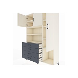Hyperion Dolap 8 Raflı 4 Çekmeceli 3 Kapaklı 132x44x195 Aytaşı-aytaşı/antrasit