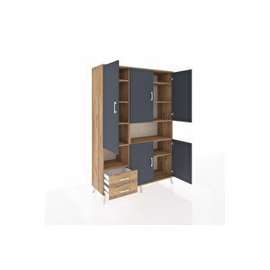 Hyperion Dolap 10 Raflı 2 Çekmeceli 5 Kapaklı 132x44x195 Çam-antrasit/çam