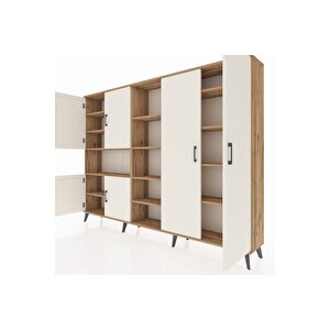 Arges Dolap 13 Raflı 6 Kapaklı 220x30x163 Çam-aytaşı/çam