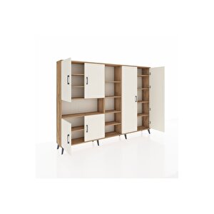 Arges Dolap 13 Raflı 6 Kapaklı 220x30x163 Çam-aytaşı/çam