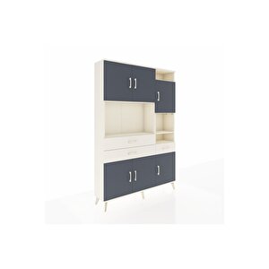 Arges Dolap 10 Raflı 3 Çekmeceli 6 Kapaklı 132x30x195 Aytaşı-antrasit/aytaşı