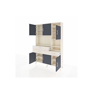 Arges Dolap 10 Raflı 3 Çekmeceli 6 Kapaklı 132x30x195 Aytaşı-antrasit/aytaşı