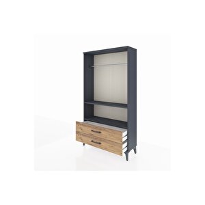 Arges Dolap 2 Raflı 2 Çekmeceli Tek Askılı 88x30x163 Antrasit-çam