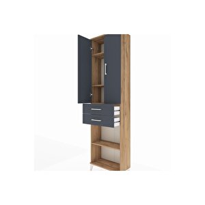 Arges Dolap 4 Raflı 2 Çekmeceli 2 Kapaklı 60x30x221 Çam-antrasit