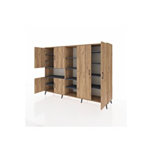 Hyperion Dolap 13 Raflı 6 Kapaklı 220x44x163 Çam-çam/antrasit