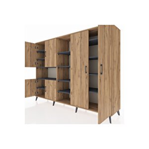 Hyperion Dolap 13 Raflı 6 Kapaklı 220x44x163 Çam-çam/antrasit