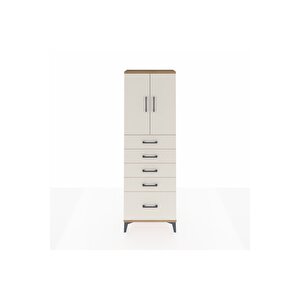 Arges Dolap 2 Raflı 5 Çekmeceli 2 Kapaklı 60x30x182 Çam-aytaşı