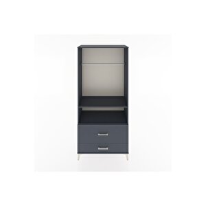 Hyperion Dolap 2 Raflı 2 Çekmeceli Tek Askılı 88x44x195 Antrasit-antrasit