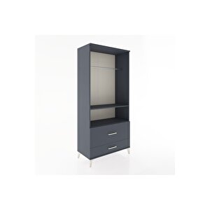 Hyperion Dolap 2 Raflı 2 Çekmeceli Tek Askılı 88x44x195 Antrasit-antrasit