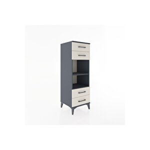 Hyperion Dolap 2 Raflı 4 Çekmeceli 44x44x134 Antrasit-aytaşı