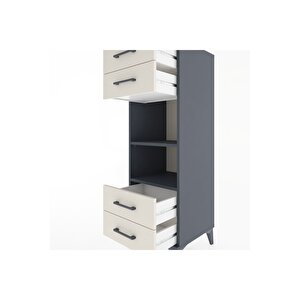 Hyperion Dolap 2 Raflı 4 Çekmeceli 44x44x134 Antrasit-aytaşı