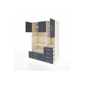 Kronos Dolap 9 Raflı 6 Çekmeceli 3 Kapaklı 132x59x195 Aytaşı-antrasit/antrasit