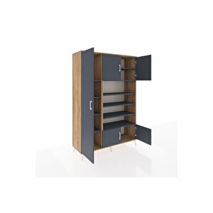 Hyperion Gardrop 10 Raflı 5 Kapaklı 132x44x195 Çam-antrasit