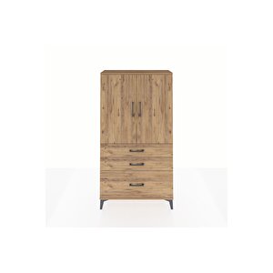 Arges Dolap 3 Raflı 3 Çekmeceli 2 Kapaklı 88x30x163 Çam-çam