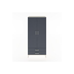 Hyperion Dolap 3 Raflı 2 Çekmeceli Tek Askılı 88x44x195 Aytaşı-antrasit