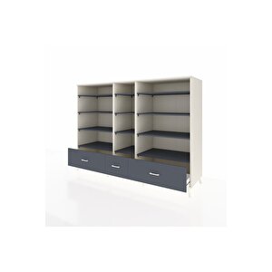 Kronos Dolap 12 Raflı 3 Çekmeceli  220x59x163 Aytaşı-antrasit
