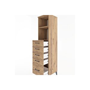 Hyperion Dolap 2 Raflı 5 Çekmeceli 44x44x182 Çam-çam