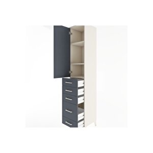 Hyperion Dolap 3 Raflı 5 Çekmeceli Tek Kapaklı 44x44x221 Aytaşı-antrasit