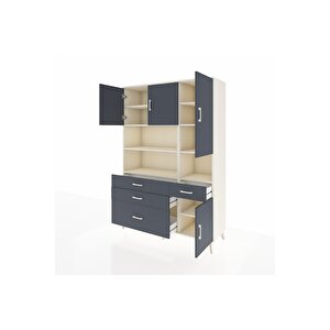 Hyperion Gardrop 9 Raflı 4 Çekmeceli 4 Kapaklı 132x44x195 Aytaşı-antrasit