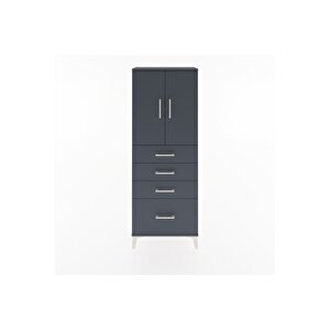 Arges Dolap 2 Raflı 4 Çekmeceli 2 Kapaklı 60x30x163 Antrasit-antrasit