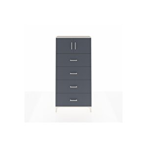 Arges Dolap Tek Raflı 4 Çekmeceli 2 Kapaklı 88x30x182 Aytaşı-antrasit