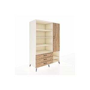 Kronos Dolap 9 Raflı 3 Çekmeceli Tek Kapaklı  132x59x195 Aytaşı-çam/çam