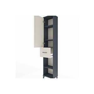 Arges Dolap 4 Raflı Tek Çekmeceli Tek Kapaklı 44x30x221 Antrasit-aytaşı