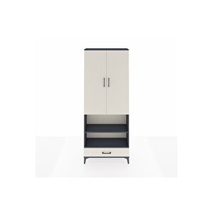 Arges Dolap 4 Raflı Tek Çekmeceli Tek Askılı 88x30x221 Antrasit-aytaşı