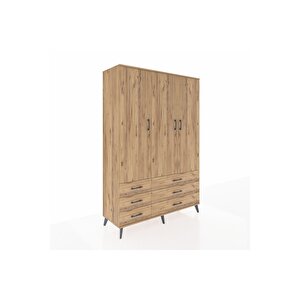 Hyperion Gardrop 5 Raflı 6 Çekmeceli Tek Askılı 132x44x195 Çam-çam