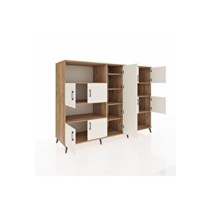 Kronos Dolap 10 Raflı 9 Kapaklı 220x59x163 Çam-aytaşı/çam