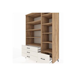 Kronos Dolap 9 Raflı 4 Çekmeceli  132x59x195 Çam-çam/aytaşı