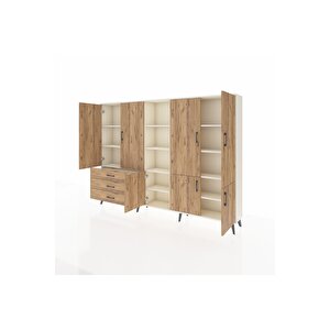 Arges Dolap 11 Raflı 3 Çekmeceli 7 Kapaklı 220x30x163 Aytaşı-çam