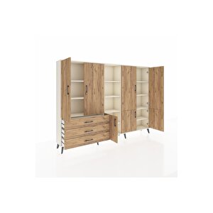 Arges Dolap 11 Raflı 3 Çekmeceli 7 Kapaklı 220x30x163 Aytaşı-çam
