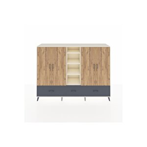 Hyperion Dolap 12 Raflı 3 Çekmeceli 4 Kapaklı 220x44x163 Aytaşı-çam/antrasit