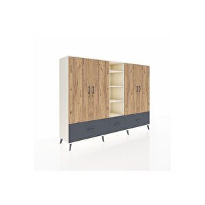Hyperion Dolap 12 Raflı 3 Çekmeceli 4 Kapaklı 220x44x163 Aytaşı-çam/antrasit