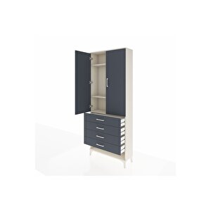 Arges Dolap 3 Raflı 4 Çekmeceli 2 Kapaklı 88x30x221 Aytaşı-antrasit