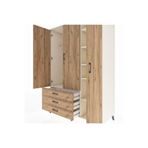 Kronos Dolap 6 Raflı 3 Çekmeceli Tek Askılı 132x59x195 Aytaşı-çam/çam