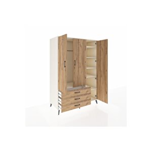 Kronos Dolap 6 Raflı 3 Çekmeceli Tek Askılı 132x59x195 Aytaşı-çam/çam