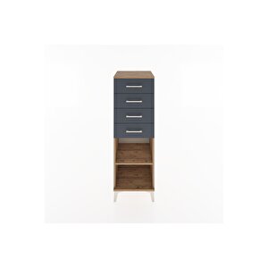 Hyperion Dolap Tek Raflı 4 Çekmeceli 44x44x134 Çam-antrasit