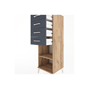 Hyperion Dolap Tek Raflı 4 Çekmeceli 44x44x134 Çam-antrasit