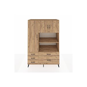 Kronos Dolap 7 Raflı 5 Çekmeceli 3 Kapaklı 132x59x195 Çam-çam/çam