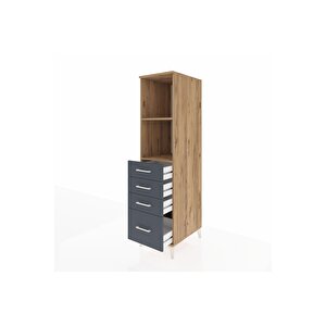 Kronos Dolap 2 Raflı 4 Çekmeceli 44x59x182 Çam-antrasit