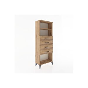 Arges Dolap 2 Raflı 4 Çekmeceli 60x30x163 Çam-çam