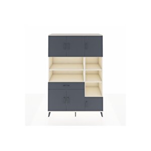 Hyperion Gardrop 10 Raflı Tek Çekmeceli 6 Kapaklı 132x44x195 Aytaşı-antrasit